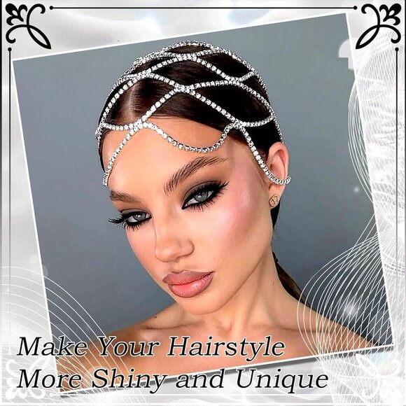 Rhinestone Head Chain Silver Gatsby Wedding Hair Accessories for Women main image 6